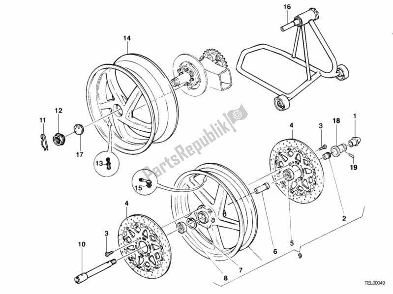All parts for the Wheels of the Ducati Superbike 996 RS 2001